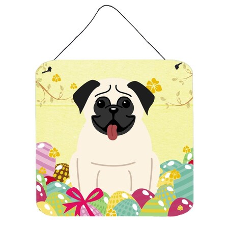 Carolines Treasures Easter Eggs Pug Cream Wall or Door Hanging Prints BB6004DS66